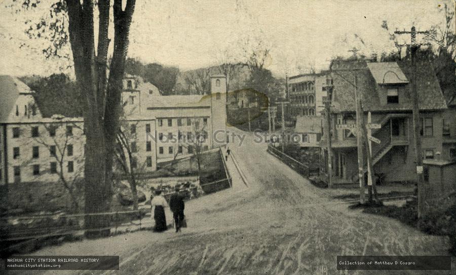 Postcard: The Bridge and Hillsboro Hosiery Mills, Hillsboro, N.H.